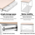 Artiss Office Computer Desk Wooden Drawers Metal Home Gaming Study Table - White
