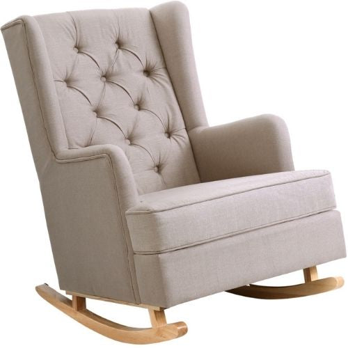 Artiss Rocking Armchair Feedining Chair Fabric Armchairs Lounge Recliner - Beige