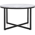 Artiss Round Coffee Table with Marble Finish Tabletop & Black Steel Base 70X70CM