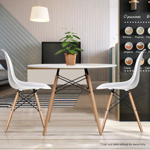 Artiss Round Dining Table Wooden Legs Replica DSW Eiffel Cafe Kitchen 80cm White