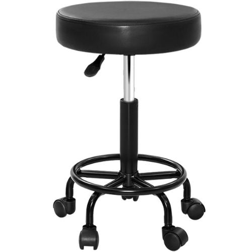 Artiss Round Salon Stool Barber Hair Dress Chair PU Swivel Hydraulic Lift, Black