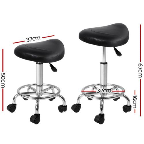 Artiss Saddle Salon Stool PU Swivel Barber Hair Dress Chair Hydraulic Lift Black