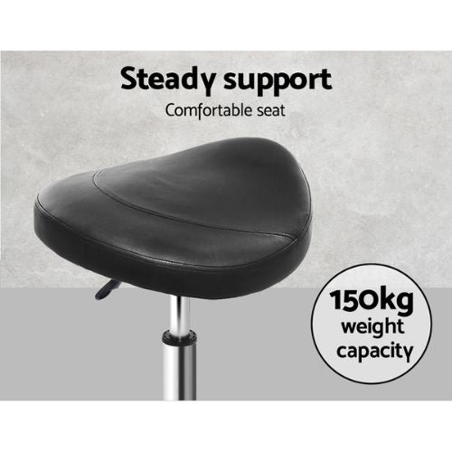 Artiss Saddle Salon Stool PU Swivel Barber Hair Dress Chair Hydraulic Lift Black