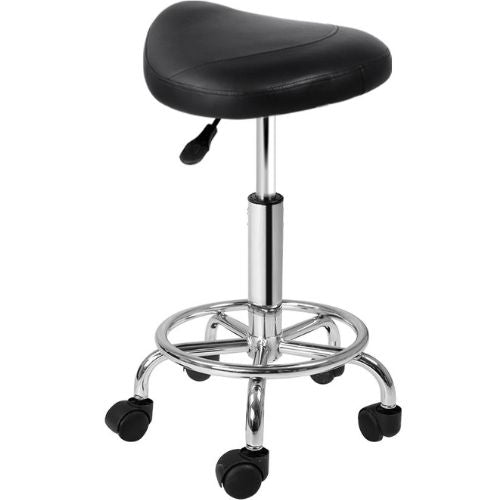 Artiss Saddle Salon Stool PU Swivel Barber Hair Dress Chair Hydraulic Lift Black