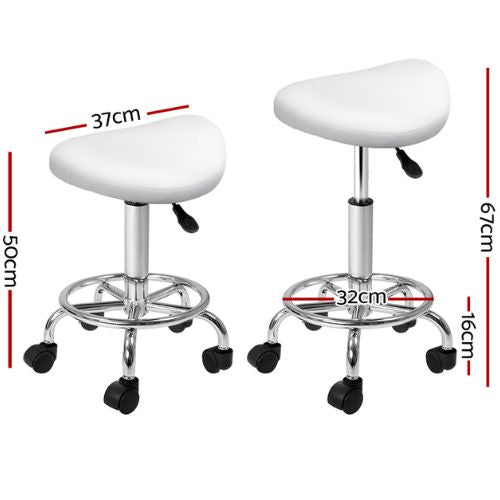 Artiss Saddle Salon Stool PU Swivel Barber Hair Dress Chair Hydraulic Lift White