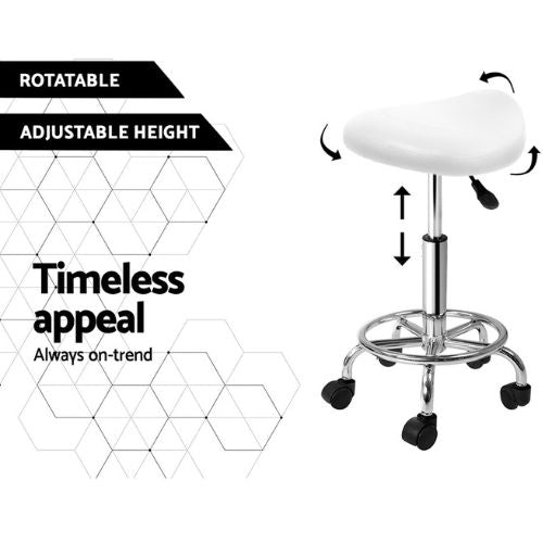 Artiss Saddle Salon Stool PU Swivel Barber Hair Dress Chair Hydraulic Lift White