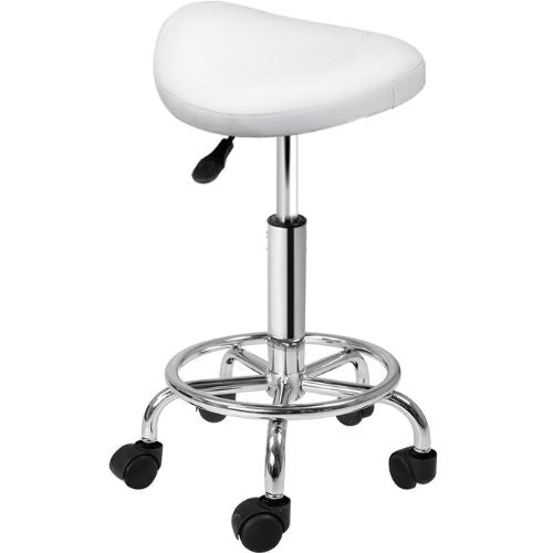 Artiss Saddle Salon Stool PU Swivel Barber Hair Dress Chair Hydraulic Lift White