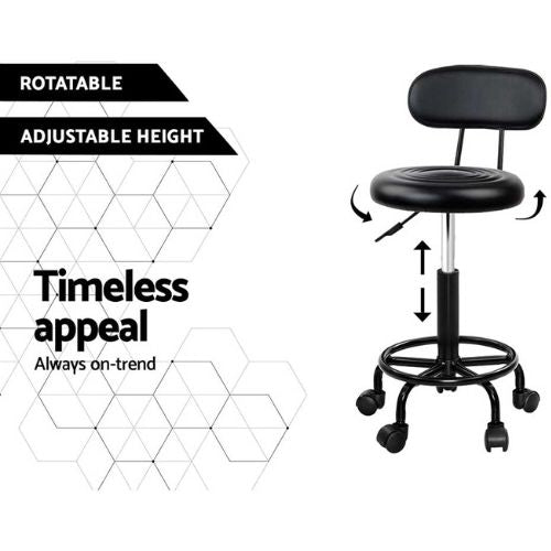 Artiss Salon Stool Barber Beauty Hydraulic Lift Swivel Chair with Backrest Black