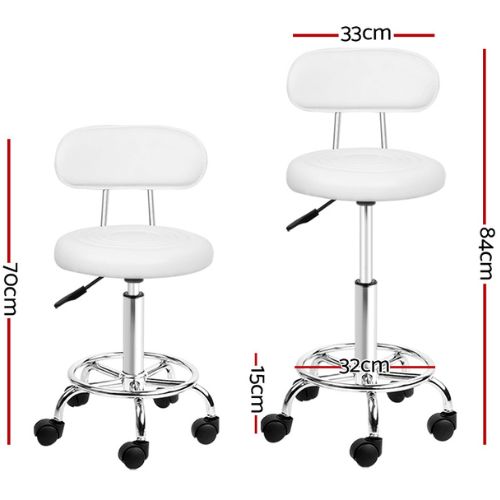 Artiss Salon Stool Barber Beauty Hydraulic Lift Swivel Chair with Backrest White