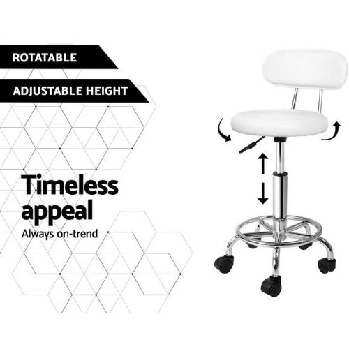 Artiss Salon Stool Barber Beauty Hydraulic Lift Swivel Chair with Backrest White