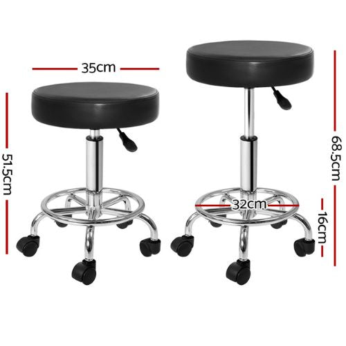 Artiss Salon Stool Barber Hair Dress Round Chair PU Swivel Hydraulic Lift, Black