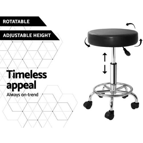 Artiss Salon Stool Barber Hair Dress Round Chair PU Swivel Hydraulic Lift, Black