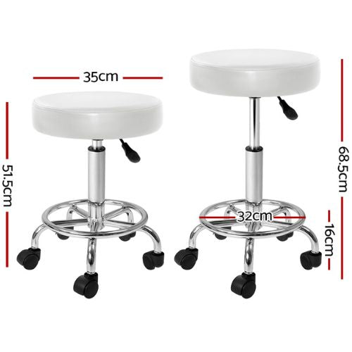 Artiss Salon Stool Barber Hair Dress Round Chair PU Swivel Hydraulic Lift, White