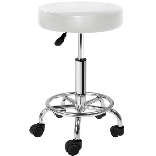 Artiss Salon Stool Barber Hair Dress Round Chair PU Swivel Hydraulic Lift, White