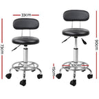 Artiss Salon Stool Round Swivel Chair Backrest Hairdressing Hydraulic Lift Black