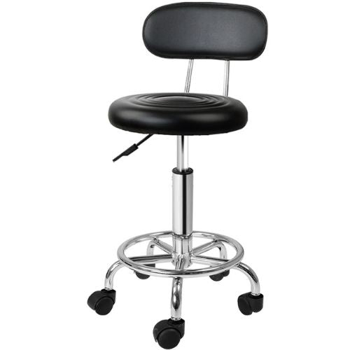 Artiss Salon Stool Round Swivel Chair Backrest Hairdressing Hydraulic Lift Black