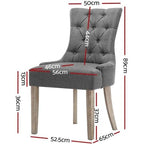 Artiss Set of 2 Dining Chair Cayes French Provincial Chairs Wooden Fabric - Grey