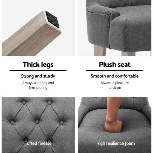 Artiss Set of 2 Dining Chair Cayes French Provincial Chairs Wooden Fabric - Grey