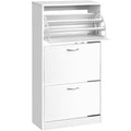 Artiss Shoe Cabinet 3 Tier Storage Rack Drawer Shoes Organiser 36 Pairs - White