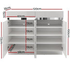 Artiss Shoe Cabinet High Gloss Cupboard Shoes Storage Rack With Drawers - White