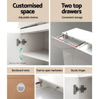 Artiss Shoe Cabinet High Gloss Cupboard Shoes Storage Rack With Drawers - White