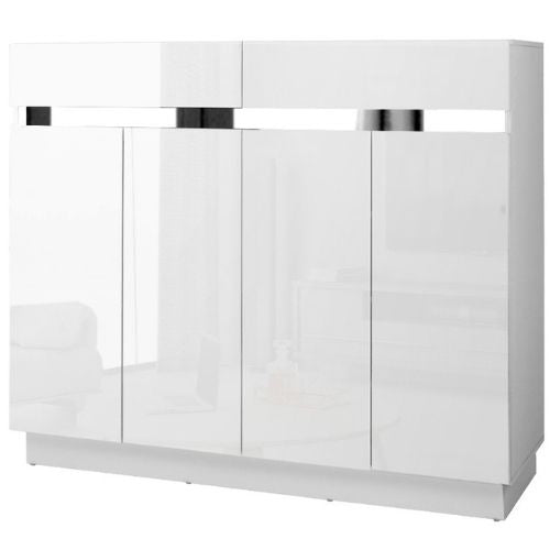 Artiss Shoe Cabinet High Gloss Cupboard Shoes Storage Rack With Drawers - White