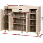 Artiss Shoe Cabinet Rack 120cm Shoes Storage Organiser Drawer Cupboard - Wood