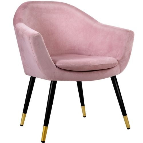 Artiss Sofa Armchair Velvet Lounge Bedroom Cafe Accent Chair Single Seat - Pink