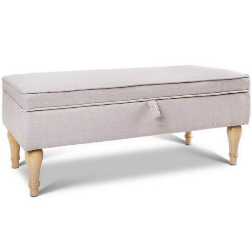 Artiss Storage Ottoman Blanket Box Fabric Chest Foot Stool Bench Rest - Beige