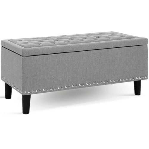 Artiss Storage Ottoman Blanket Box Linen Fabric Chest Foot Stool Toy Bench, Grey