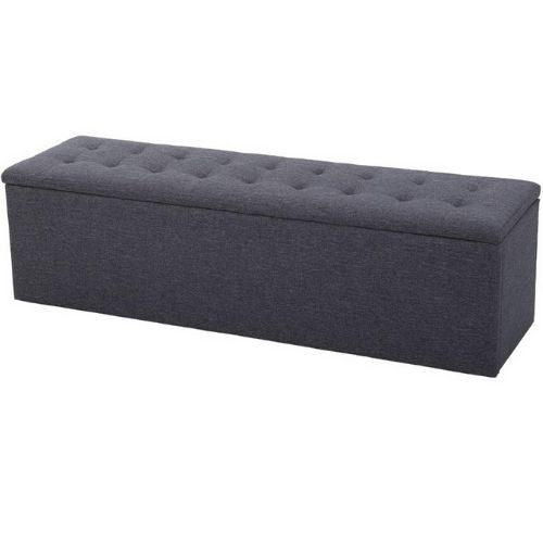 Artiss Storage Ottoman Blanket Box Linen Foot Stool Rest Chest Couch - Dark Grey