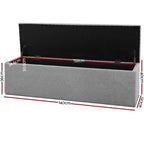 Artiss Storage Ottoman LARGE Blanket Box Fabric Rest Chest Toy Foot Stool - Grey