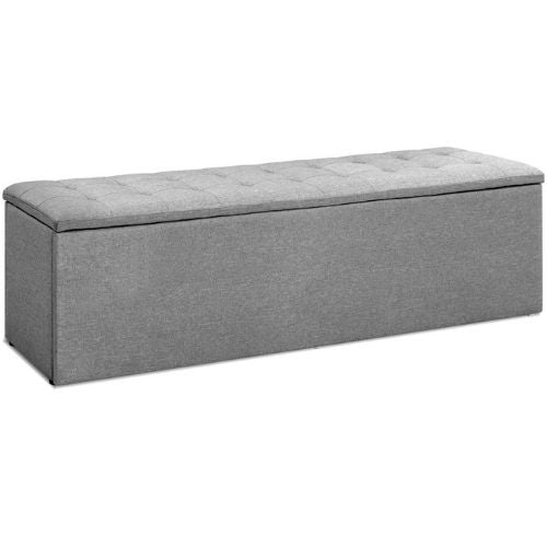 Artiss Storage Ottoman LARGE Blanket Box Fabric Rest Chest Toy Foot Stool - Grey