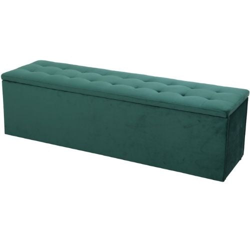 Artiss Storage Ottoman Velvet Blanket Box Toy Chest Foot Stool Rest Couch Green