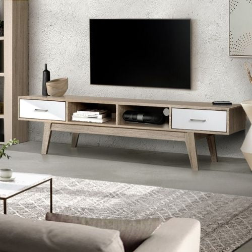 Artiss TV Cabinet 180cm Entertainment Unit Stand Storage Drawer Scandinavian Oak