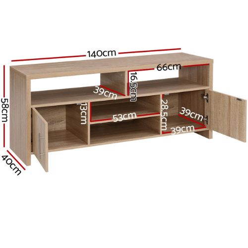 Artiss TV Cabinet Entertainment Unit Stand Storage Shelf Sideboard 140cm - Oak