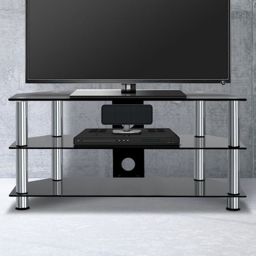 Artiss TV Stand Entertainment Unit Media Cabinet Tempered Glass 3 Tiers - Black