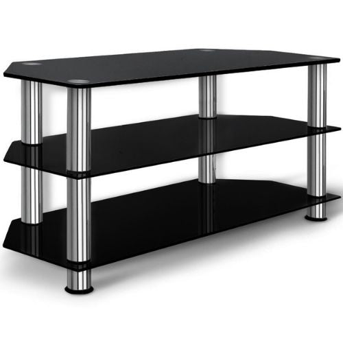 Artiss TV Stand Entertainment Unit Media Cabinet Tempered Glass 3 Tiers - Black