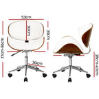 Artiss Wooden Office Chair Computer PU Leather Desk Chairs Cushioned Seat, White