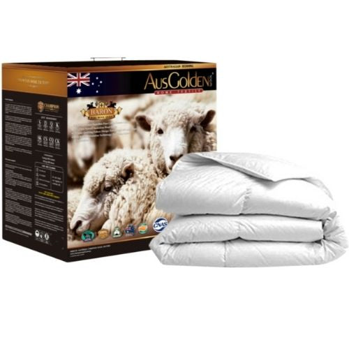 AusGolden Baron Pure Wool Quilt 350 GSM & Cotton Sateen For All Season - King