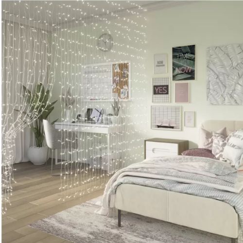 Avah Waterfall String Lights 8 Modes Dimmable Curtain Light with Remote Control