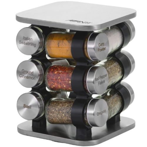 Avanti 12 Jar Rotating Spice Rack Revolving Spice Carousel Stand w/ He ...