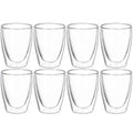 Avanti Caffe Twin Wall Glass, Set of 8 Double Walled Coffee Cup 250 ml Capacity