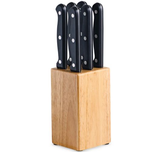 Avanti Steak Knife Block Set 7 Piece Stainless Steel Cutlery Kitchen Knives