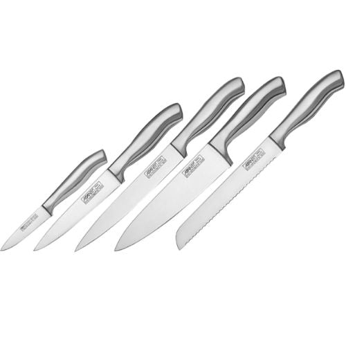 Avanti Tempo Knife Sets with Block, 6-Piece Kitchen Knife Set Stainless Steel