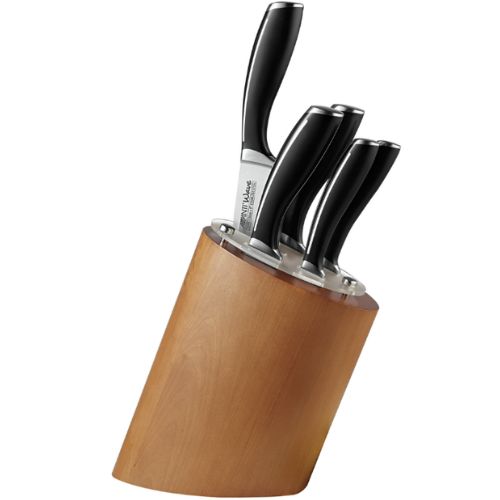 Avanti Wave Birchwood Knife Block 6 Piece Set Stainless Steel Kitchen Knives