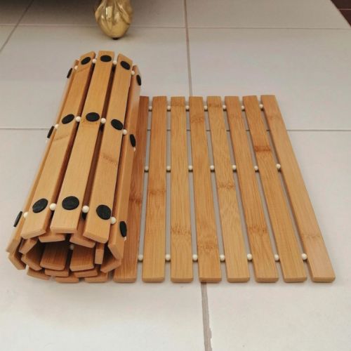 Bamboo Bath Mat 30 x 70cm Non-Slip & Foldable Floor Shower Bath Mat for Bathroom