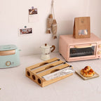 Bamboo Food Wrap Dispenser with Slide Cutter, Cling Film Foil Storage Holder Box