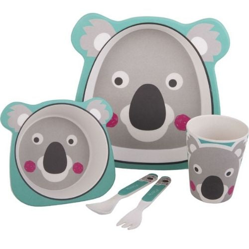 Bamboo Kids Meal Set 5 Piece For Children Bambeco Koala With Spoon Plate Fork