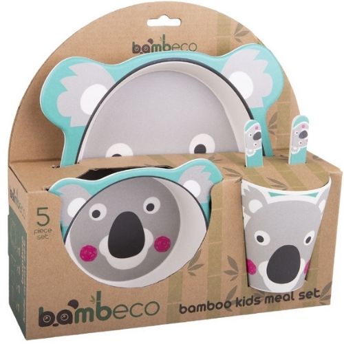 Bamboo Kids Meal Set 5 Piece For Children Bambeco Koala With Spoon Plate Fork